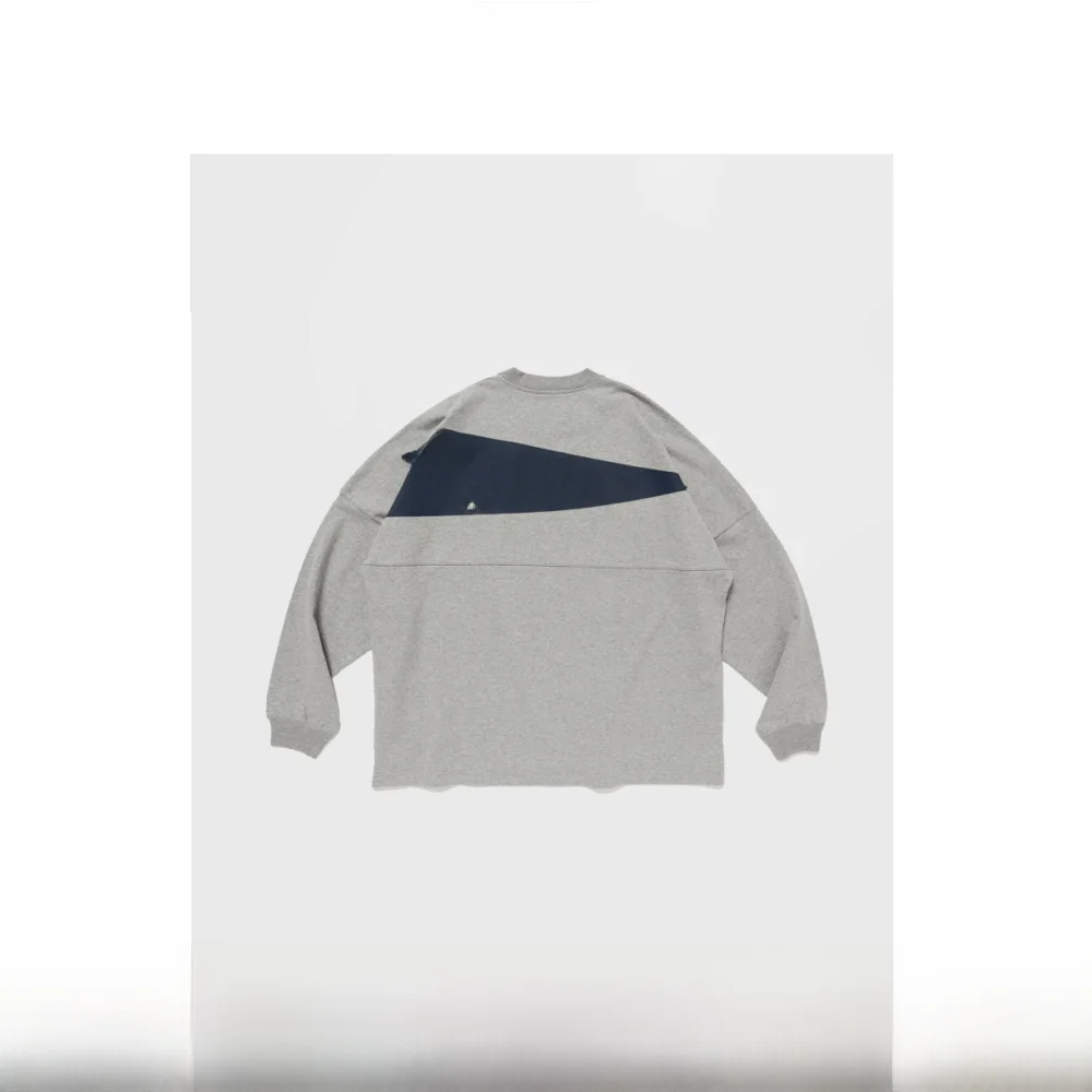 

Heavyweight Cotton Hooded Long Sve T-irt Men's oulder-Down round Ne Casual Top Splicing Ci Walk American Casual