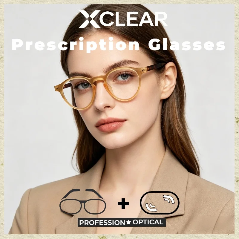 

Xclear Currents Frame Texture Myopia Prescription Glasses Classic High Quality Anti Blue Light Progressive Optical Eyeware