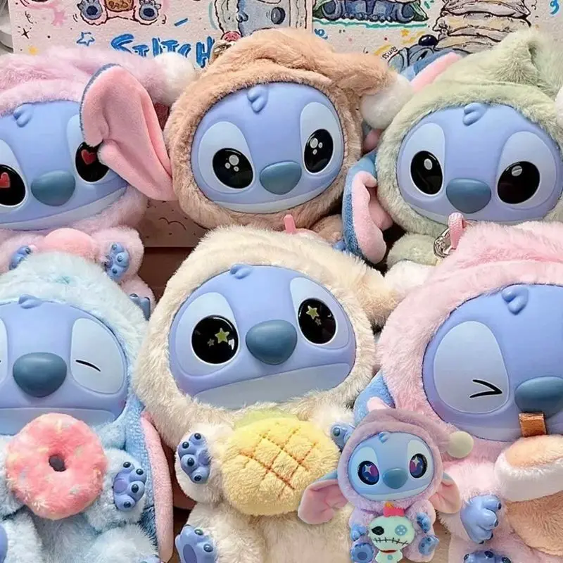 Disney Stitch Eat someting Before Sleep Vinyl Blind Box Cute Plush Pendant Dolls Desktop Ornament Mystery Toys Collectors Gifts