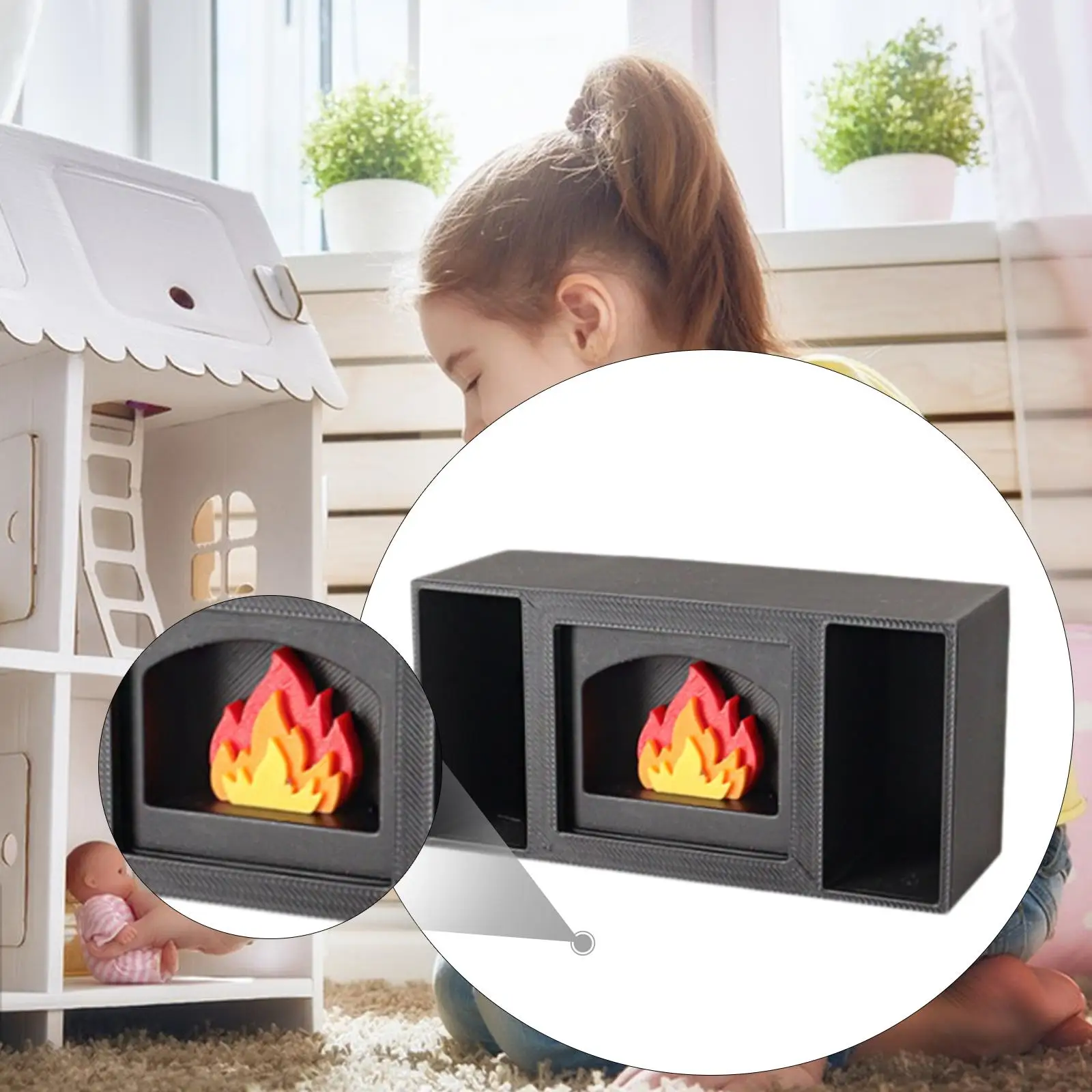 Casa de muñecas antigua, modelo de chimenea, decoración en miniatura, muebles, accesorio para casa de Barbie, cocina, cena de comedor