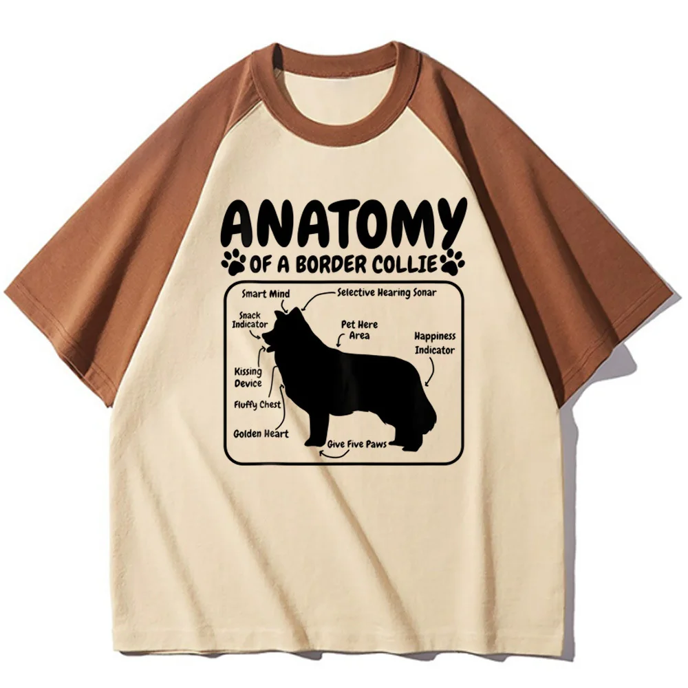 Border Collie top tees female 2000s Vintage Comfortable hip hop Pop Culture top tees Psychedelic streetwear Gothic Punk kawaii