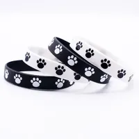 Minimalist Cat Claw Silicone Bracelet Black White Cartoon Dog Paw Bracelet Wristband Pet Lovers Christmas Gift for Friends