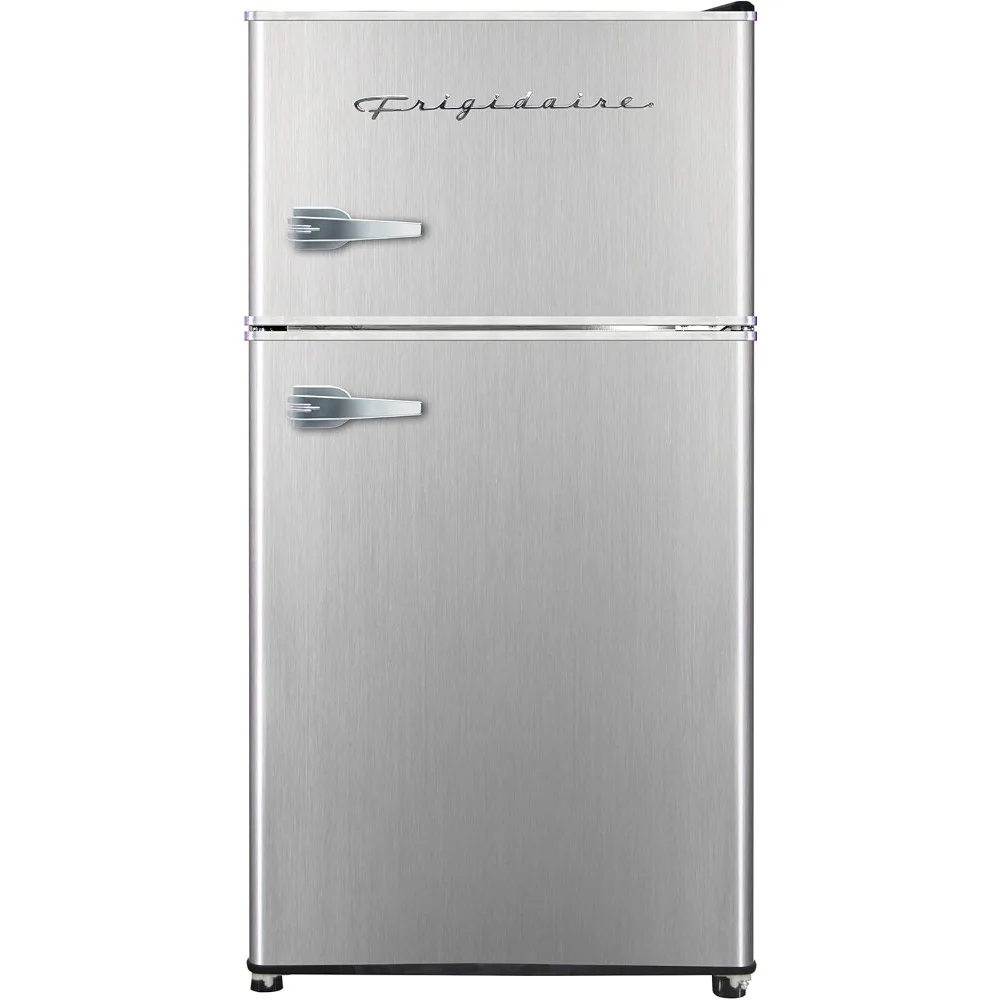 EFR341 Compact Small Top-Freezer Refrigerator, Stainless Steel Mini Bar Fridge Platinum Series-21.26