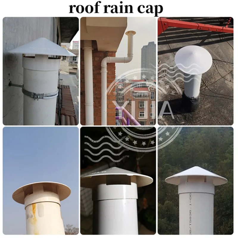 PVC Roof Air Vent Grille Round Roof Rain Cap Pipe Waterproof Chimney Hat Cover for Wall Ceiling Ventilation Exhaust System