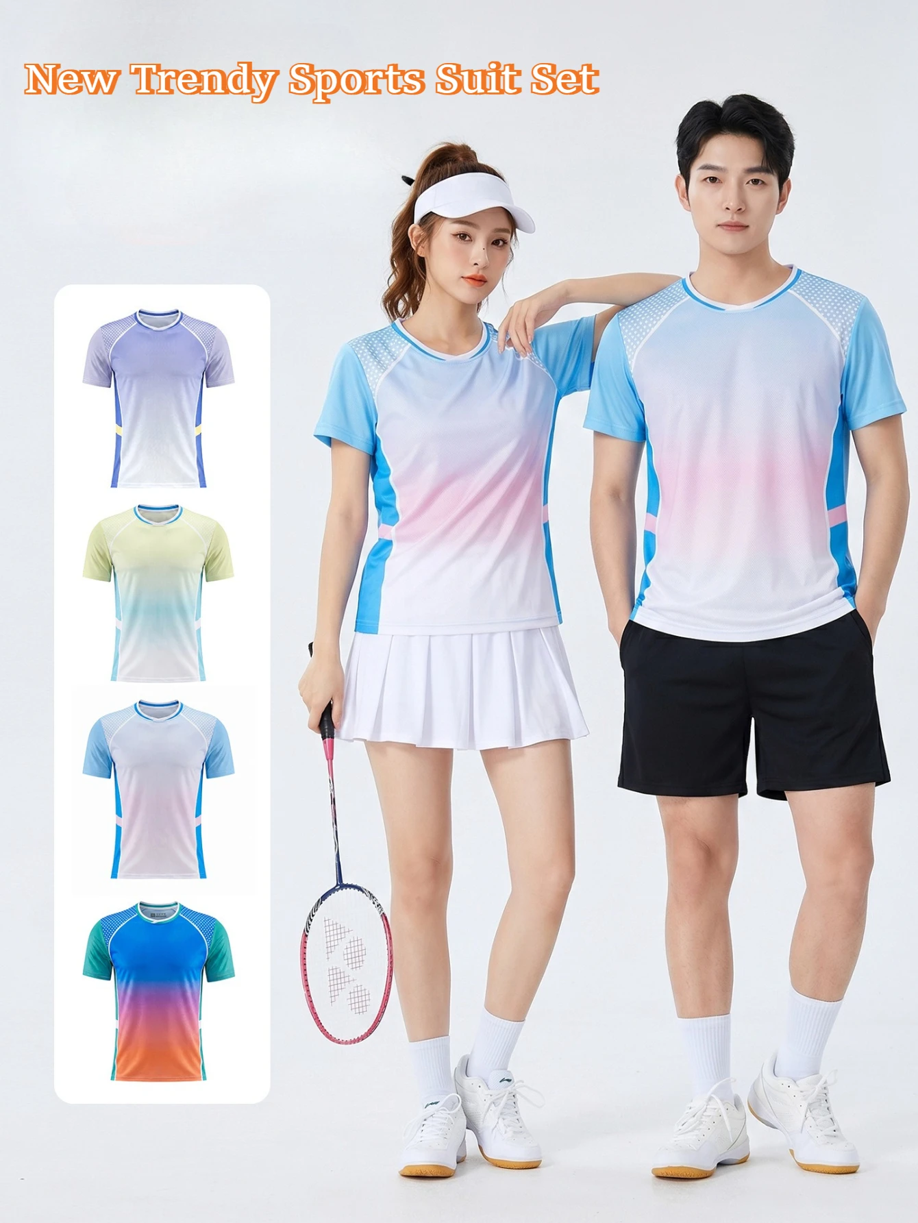New Arrival Tennis Badminton Uniform Set Unisex Quick Dry Breathable Short Sleeve Jersey Shorts Training Competition Sportswear