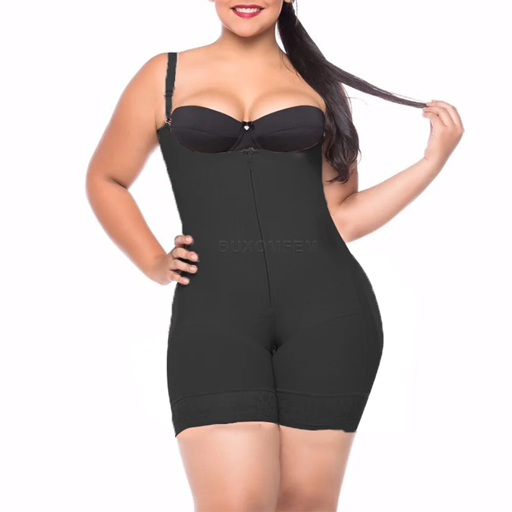 Women's Butt Lifting Open Bust Bodysuit Body Shaper with Zipper Shapewear Slimming Compression Faja Stretchy Thong Shapewear