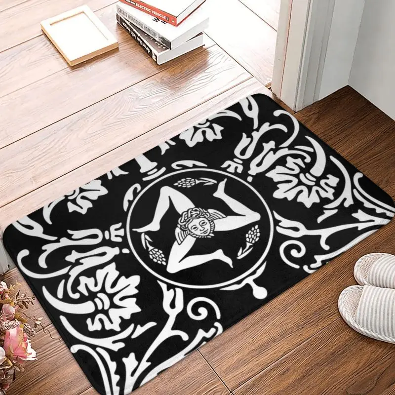 Sicilia Sicily Love Trinacria Logo Door Floor Kitchen Bath Mat Anti-Slip Indoor Doormat Toilet Living Room Entrance Rug Carpet