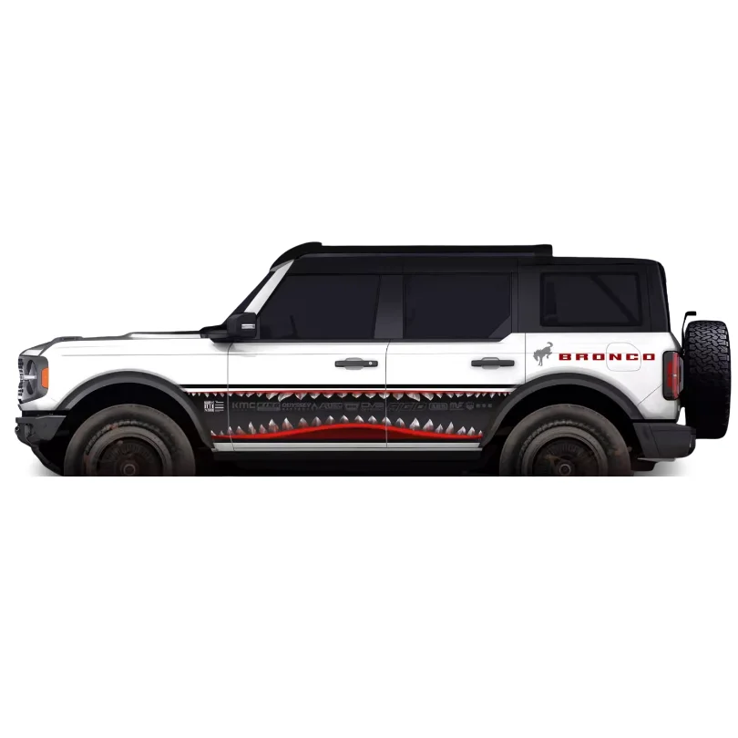 

Unique Megalodon Graphics Car Sticker Body Waist Line Fierce Shark Decal Vinyl Wrap for Ford Bronco