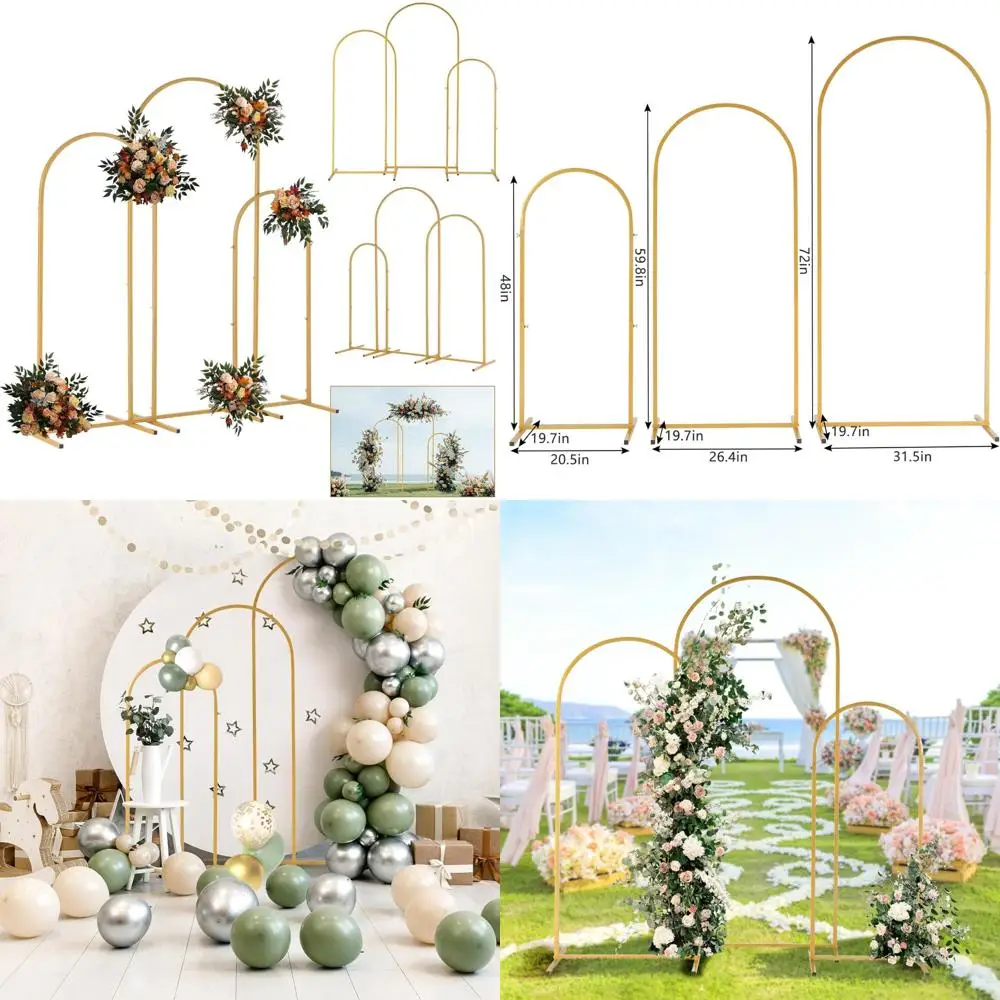 

Metal Wedding Arch Set - 3 Piece Backdrop Stand for Balloon Decorations, Suitable for Indoor and Outdoor Ceremonies