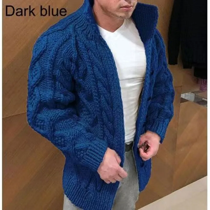 Men's Long-sleeved Cardigan With High Collar And Jacquard Pattern For Autumn And Winter A Casual Shirt Suitable For Casual Wear