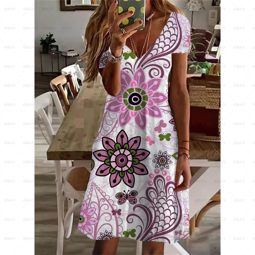 

S-5XL 9Colors Floral Printing V-Neck Strap Long Dresses Casual Bohemian Sleeveless Women Summer Beach Travel Party Wear