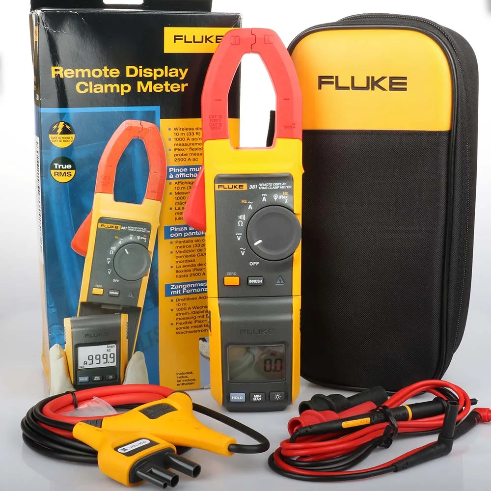 Fluke 381 Remote Display T-RMS High Voltage Clamp Ammeter 1000A AC/DC Current Digital Clamp Meter with Detachable  Display