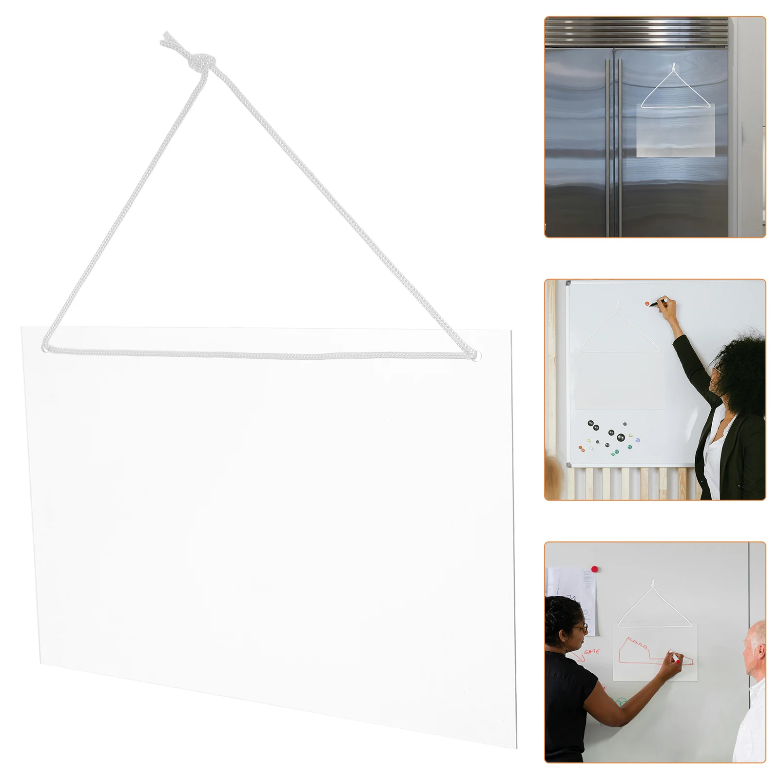 

Clear Dry Erase Board Acrylic Writing Whiteboard Meal Hanging Memo Wall with Lanyard Office