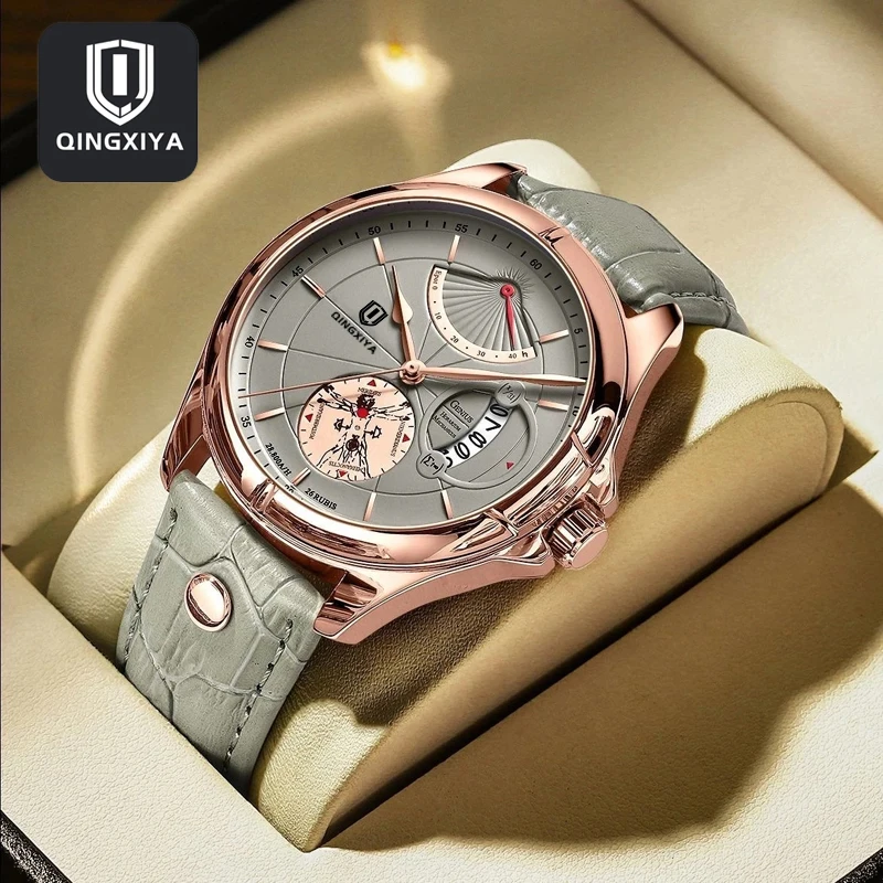 QINGXIYA Mens Watches Top Brand Luxury Date Quartz Watch for Men High Quality Leather Sport Waterproof Clock Relogio Masculino