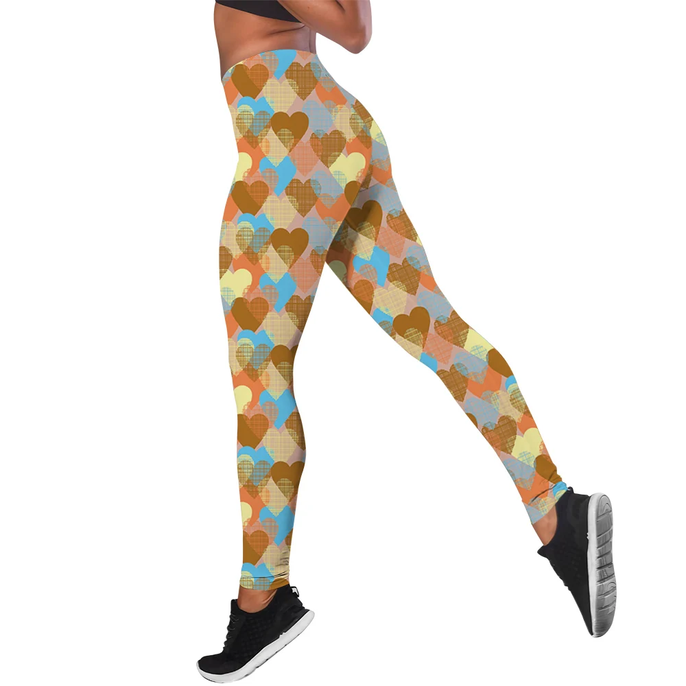 MSIEESO Mode Femmes Leggings Leon Jour Coeur Imprimé Legging Yoga Pantalon Jogging Fitness Vêtements De dehors S-7XL