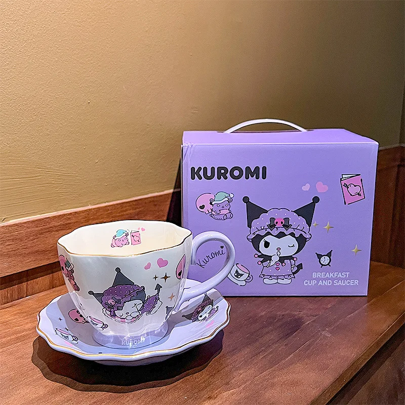 New Hellokitty Kuromi Mymelody Children'S Tableware Kawaii Anime Ceramic Heat Resistant Anti Scalding Coffee Cup Mug Gift