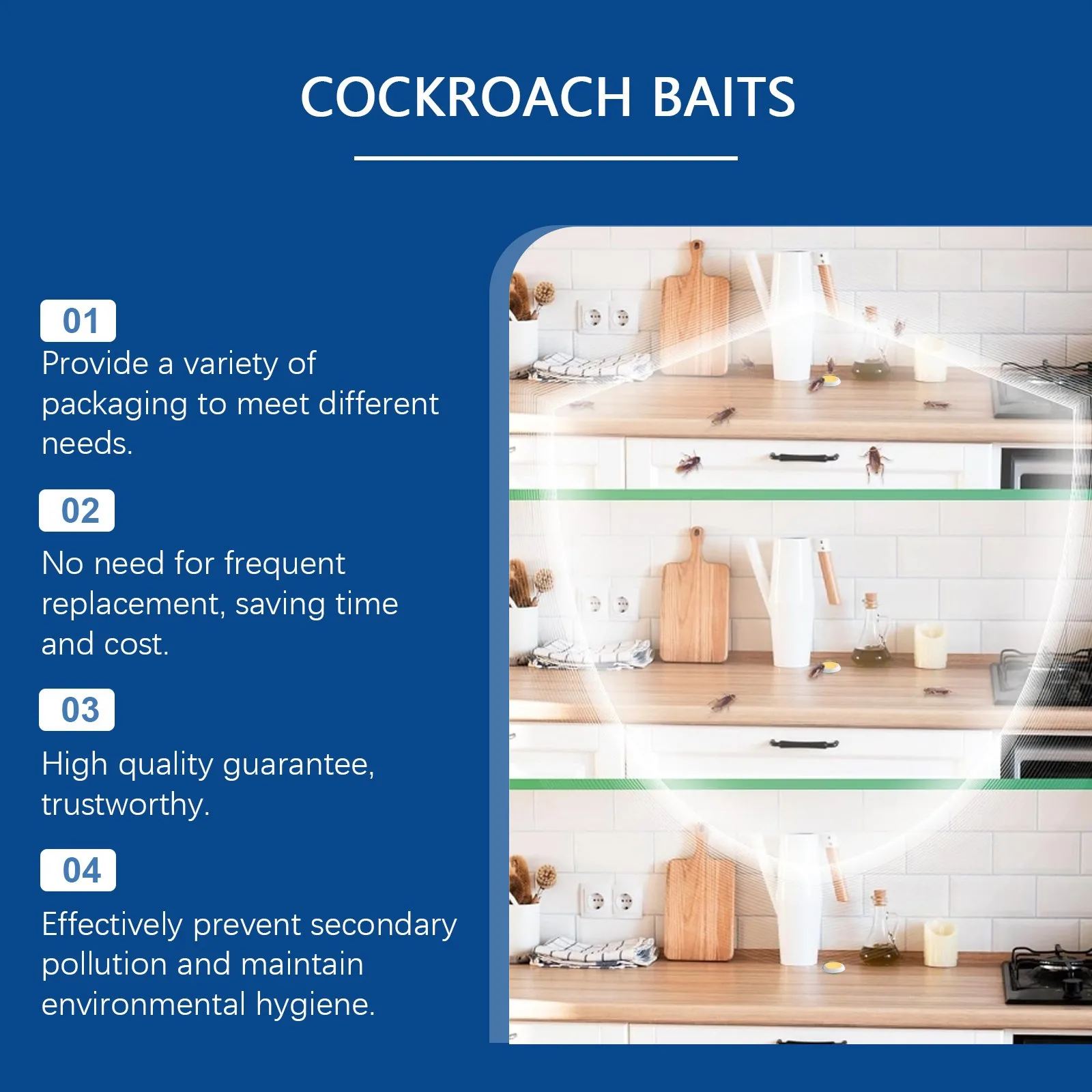 Jue Fish cockroach killing bait is effective for killing cockroaches at home. Cockroaches in the kitchen are pasted with cockroa