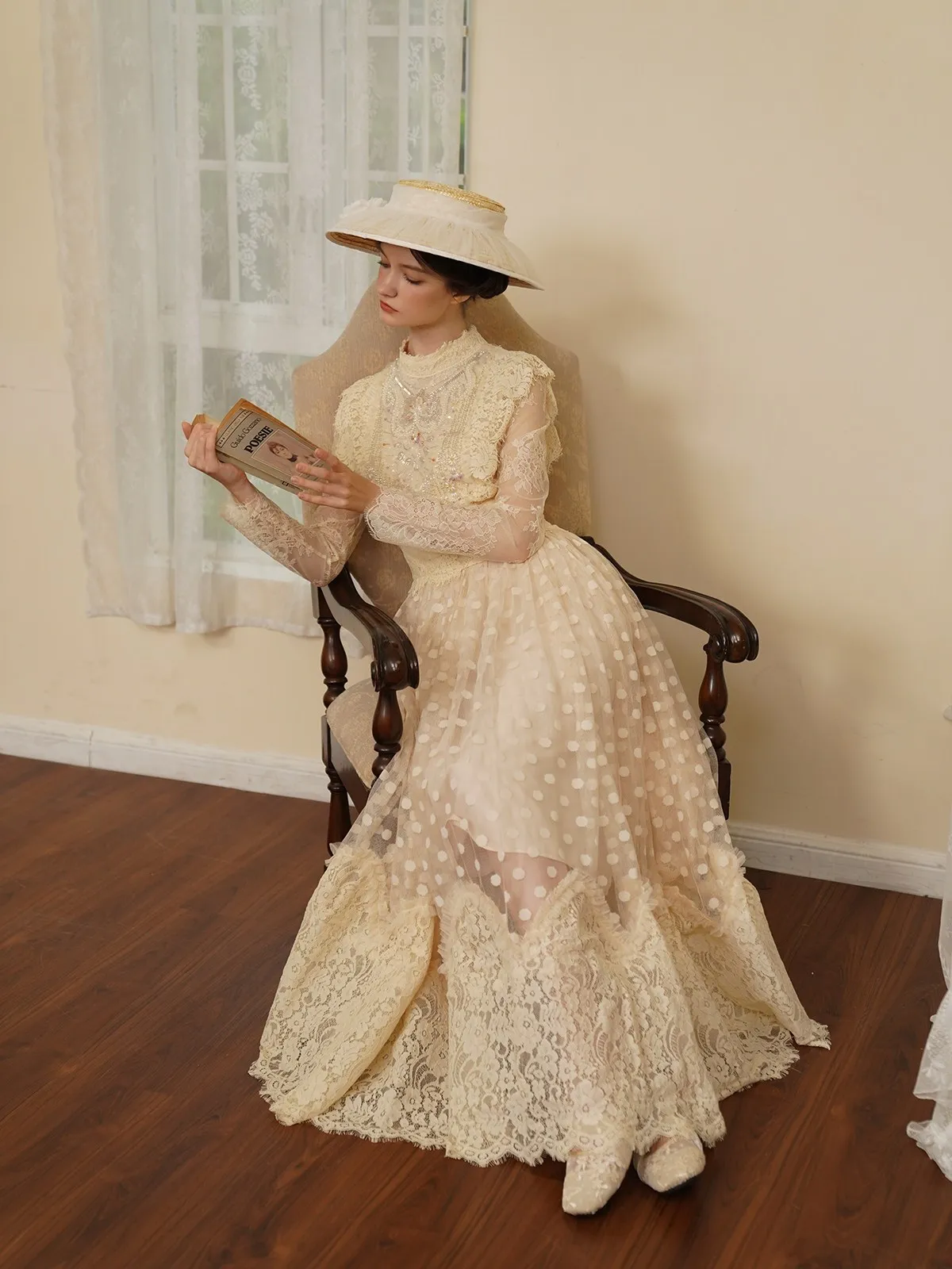 TIYIHAILEY printemps magnifique femmes robe à manches longues paillettes perlées longue Maxi dames S-XL Vintage taille haute 2026 nouvelle dentelle maille