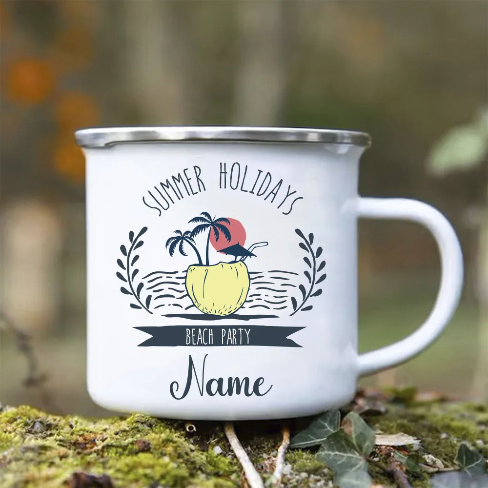 

Personalized Beach Enamel Mug, Unique Outdoor Travel Enamel Cup, Bachelorette Party Cups, Bachelorette Gifts, Bridesmaid Gift