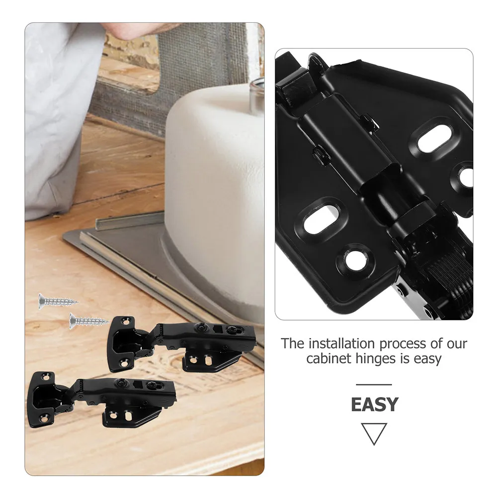 3Pcs Kitchen Cabinet Hinges Full Overlay Soft Close Damping Hinges Stainless Steel Silent Closing for Modern Cabinets DIY Easy