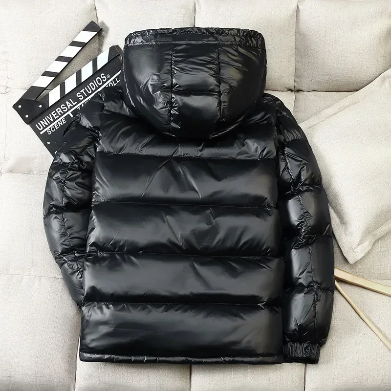 Doudoune Brillante à Capuche pour Homme, Doudounes Chaudes, Coupe-Vent, Blanc, Duvet de Canard, CombMale, Extérieur, Hiver, 4XL