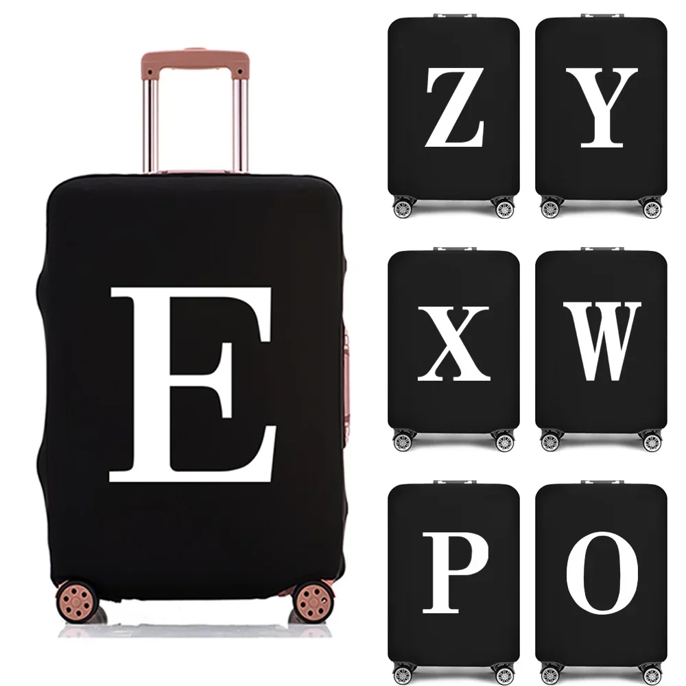 Funda protectora de equipaje con estampado de letras blancas, accesorios de viaje, cubierta de carrito elástica para equipaje, aplicable a maleta de 18 ''-28''