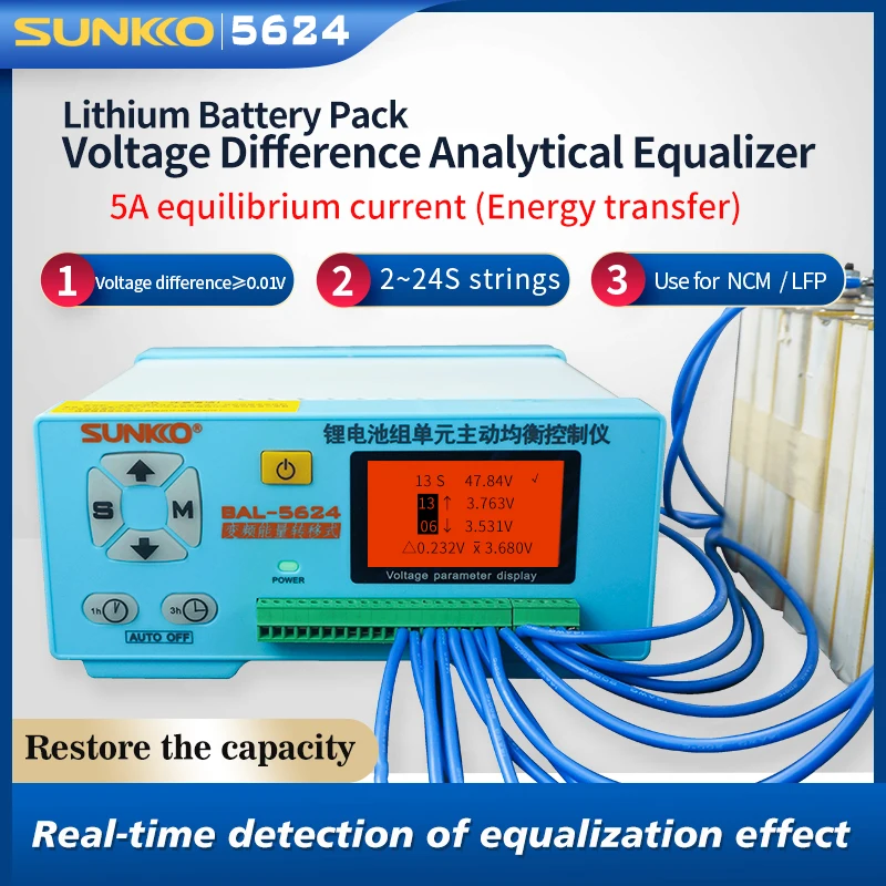 

SUNKKO 5624 2-24 String,5A Balanced Current Lithium Battery Pack Balance Restorer