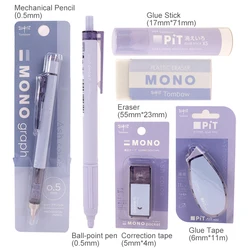 6pcs Tombow MONO Ash Color Series Graph Mechanical Pencils 0.5mm Eraser Ball-point Pen Solid Glue Stick Correction tape