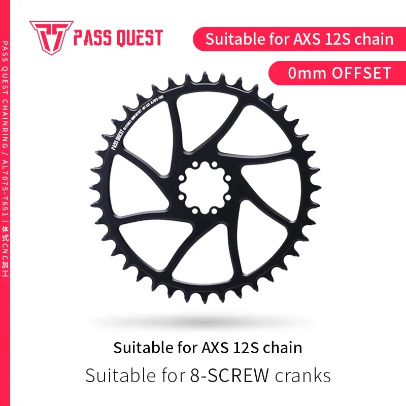 

PASS QUEST 8 Nails (0mm offset) Round Narrow Wide Chainring AXS 12 Speed Bicycle Accessories