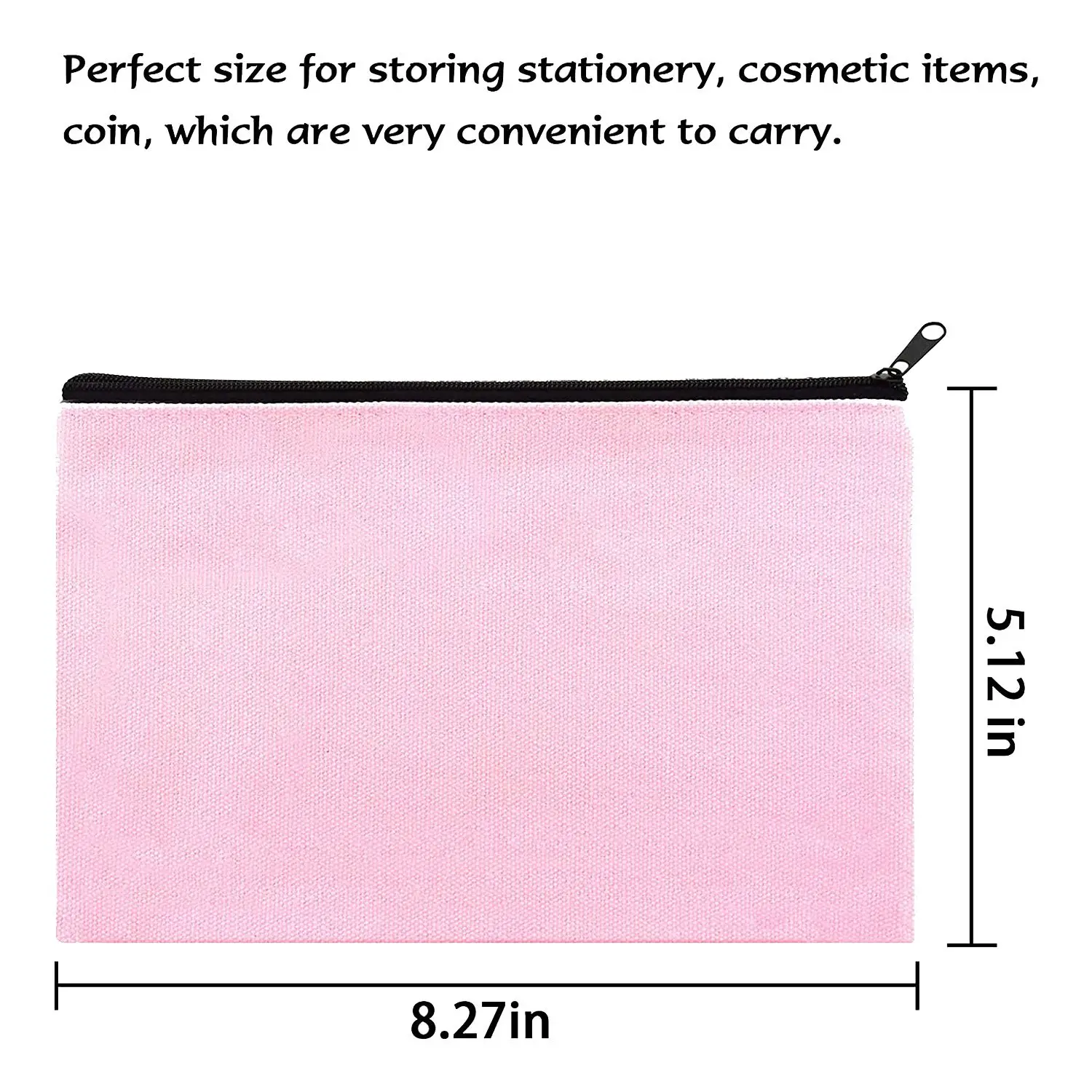 16 Pack Pink Canvas Makeup Bag,Bulk Cosmetic Bags with Multi-Color Zipper,Canvas Zipper Pencil Case Pouch,DIY Craft