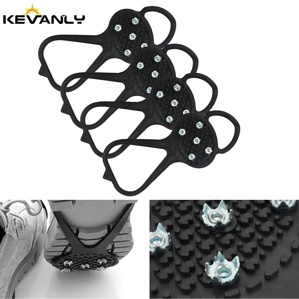 

2 пары уличных противоскользящих бахил с 5 зубцами для льда, женские и мужские силиконовые противоскользящие ручки с шипами для пешего туризма и скалолазания, шипы