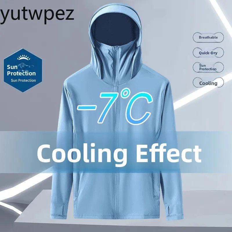 Outdoor-Wanderjacke Jagdsport-Oberbekleidung Herren Angeln Sommer Eisseide Dünne Kapuzenjacke UPF50+ UV-Sonnenschutz Sonnenschutzjacke