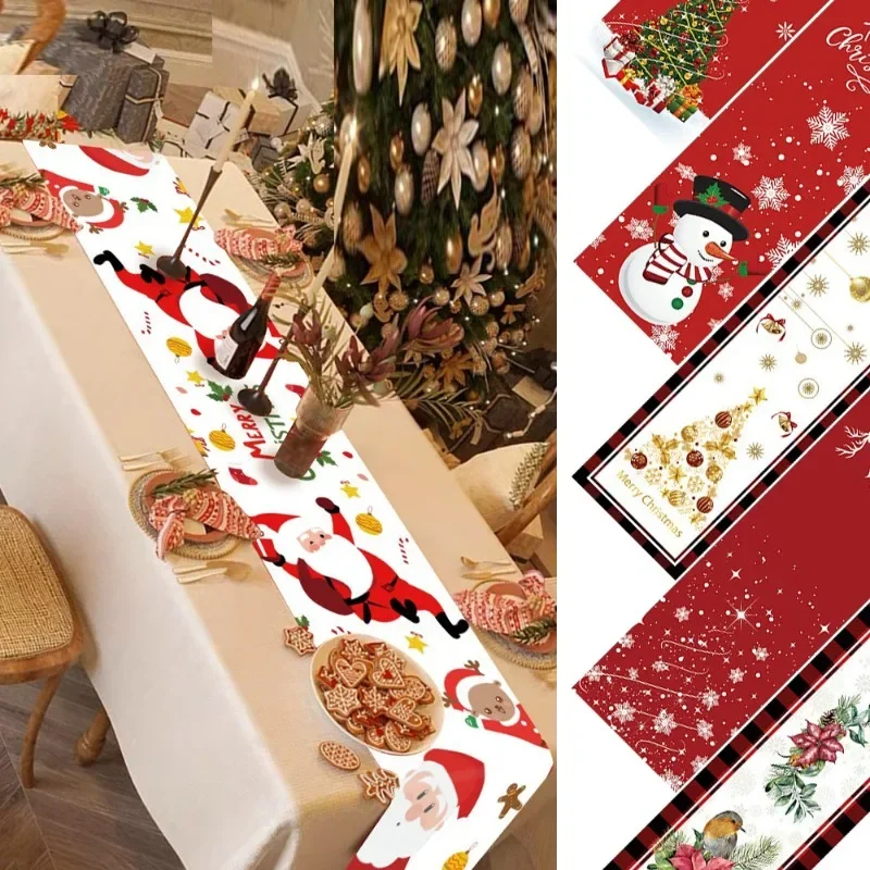 

Rectangular Printed Tablecloth Christmas Decoration New Year Red Christmas Table Flag