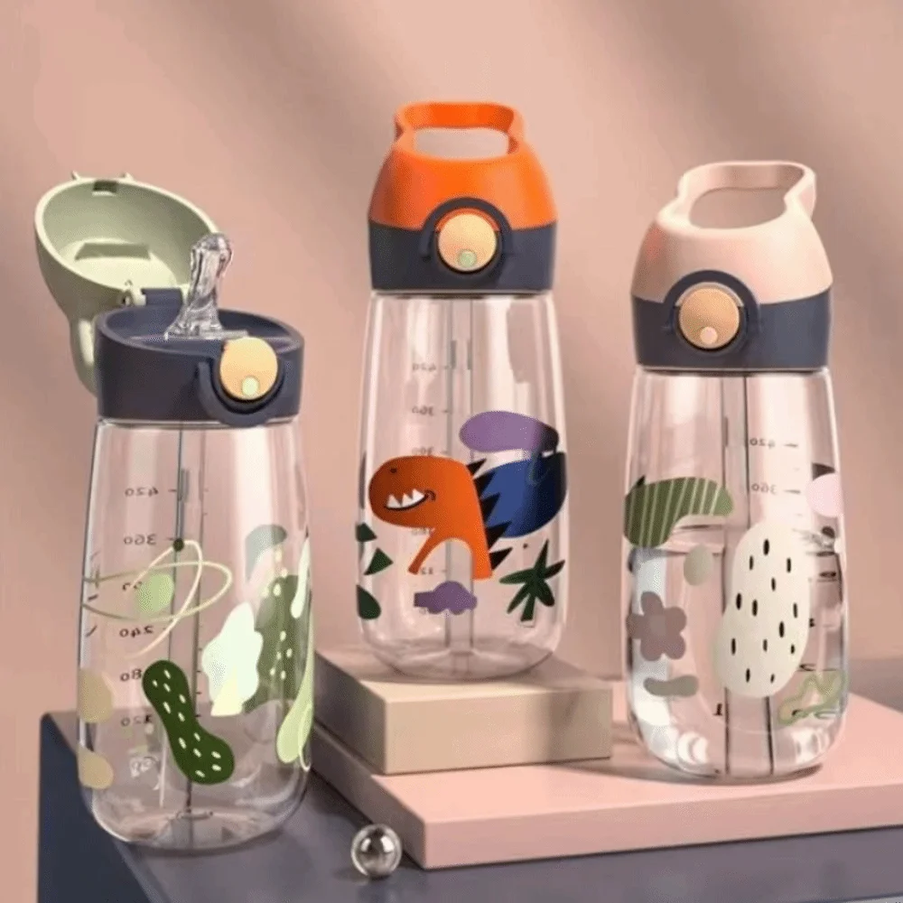 

Kawaii With Straw 500ML Water Bottles Leak-proof High-capacity Safe Straw Cup Easy To Clean Transparent Drinking Cup Sports