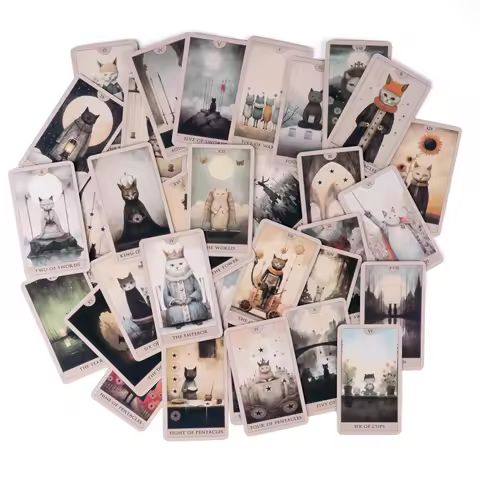 Surrealist Cat Tarot Cards - 10.3*6cm Aesthetic 78-Card Whimsical Deck with Soft Pastel Illustrations