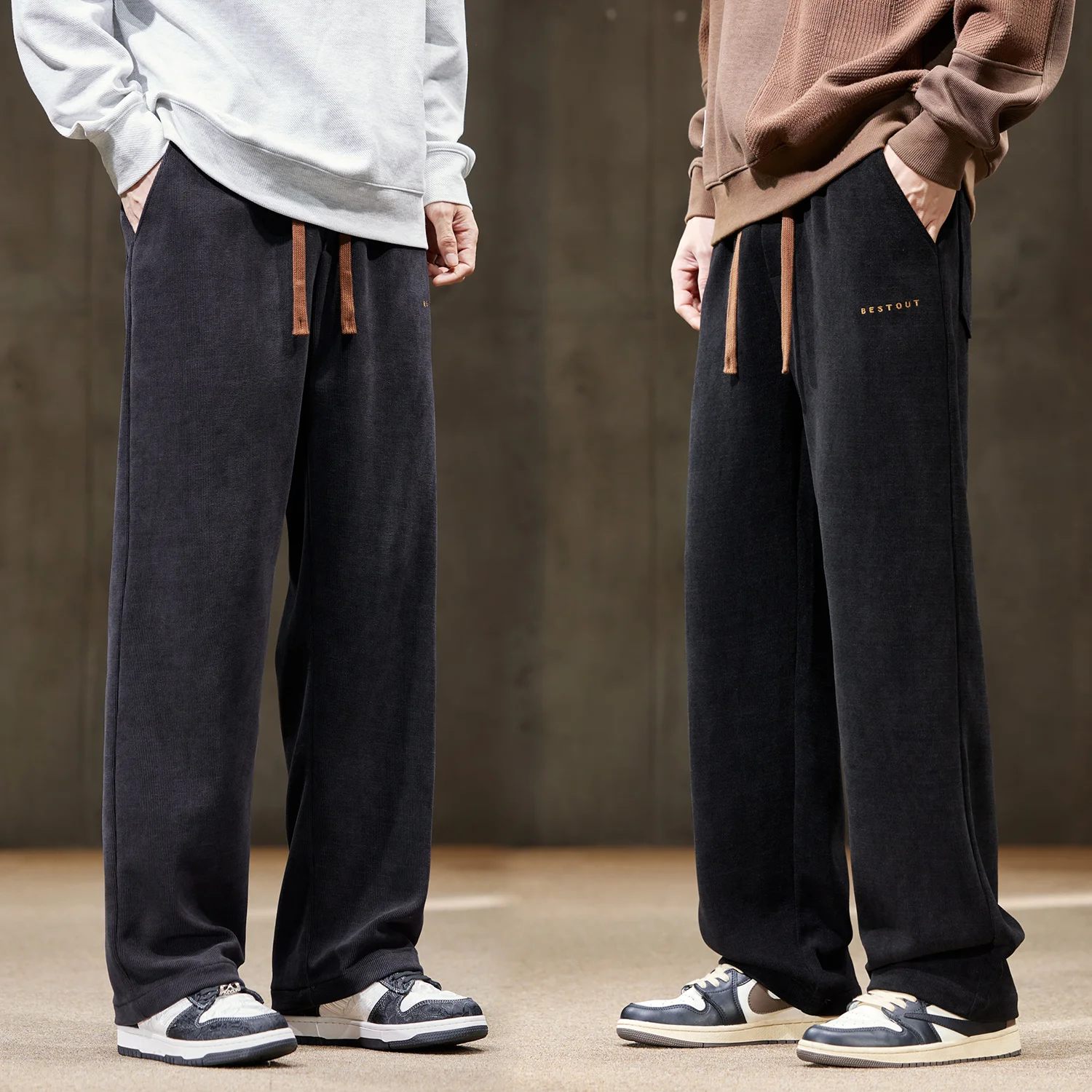 

Зимние флисовые теплые вельветовые брюки мужские с эластичной резинкой на талии на шнурке для бега на открытом воздухе флокированные черные повседневные брюки с вышивкой мужские