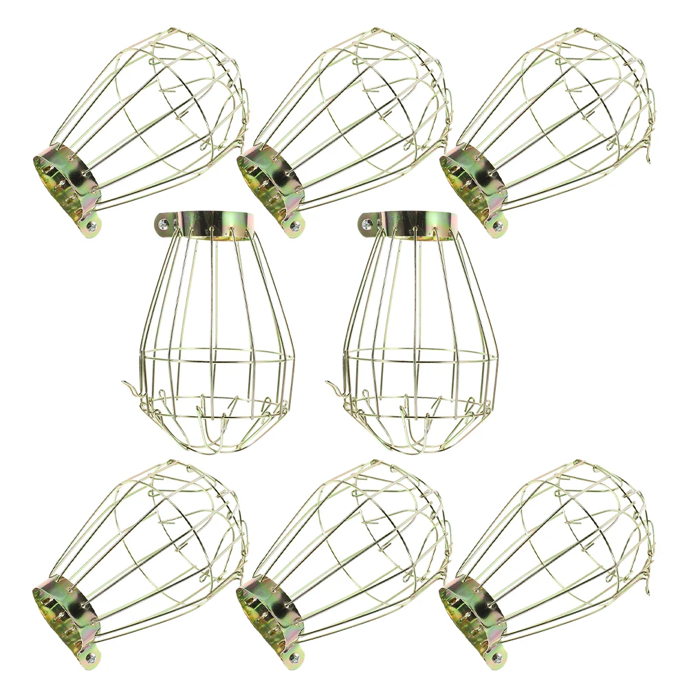 

8 Retro Birdcage Lamp Shades Vintage Decor Guard Cages Light Bulb Covers Metal Cage Lampshades Wire Pendant Shades Industrial