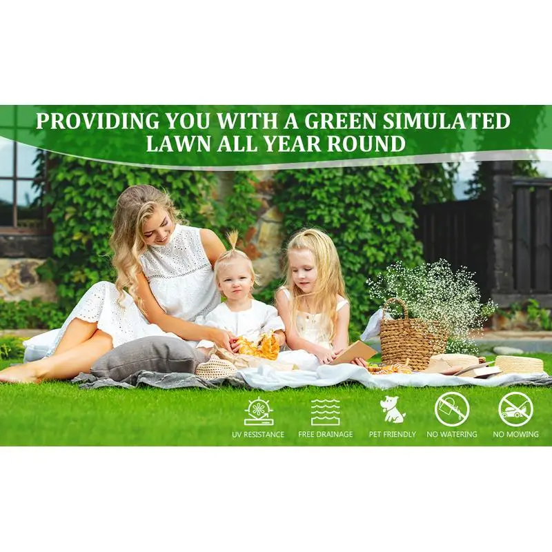 Alfombra de césped artificial para exteriores de 6 pies x 9 pies, rollo de césped realista grueso para patio, balcón, jardín, césped, estera de drenaje agradable para mascotas,
