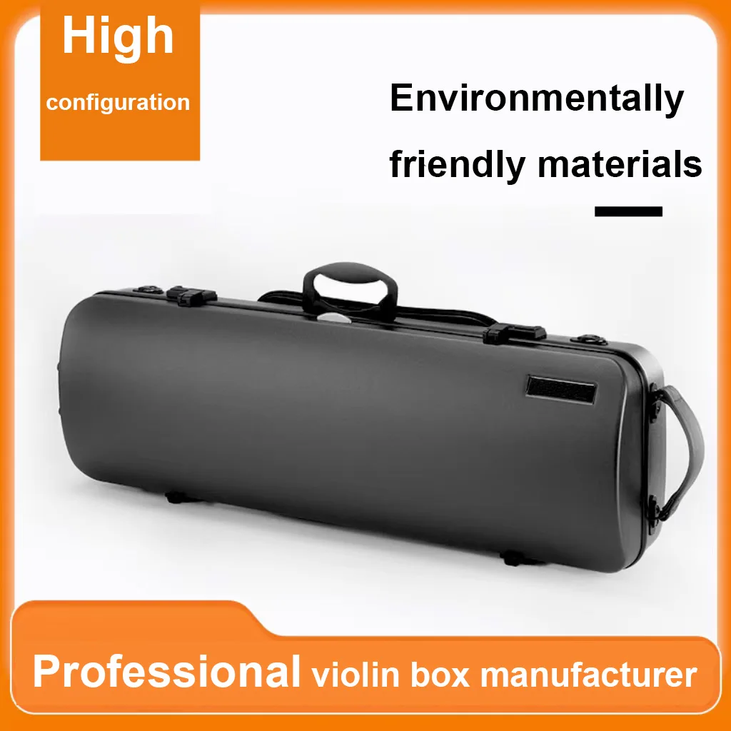 

New high-end carbon fiber 4/4 violin square box, sturdy and waterproof, equipped with electronic hygrometer, alloy accessories