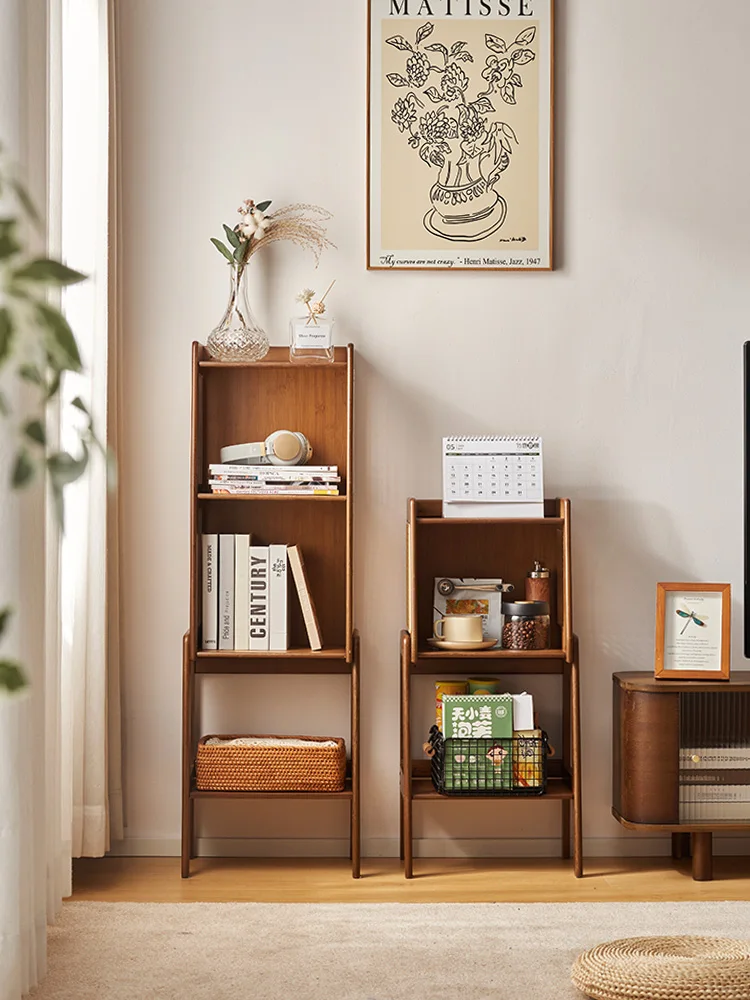 

Small bookshelf shelf Floor-to-ceiling small bookcase Rattan living room TV side cabinet Bedside locker Wall corner cabinet Hous