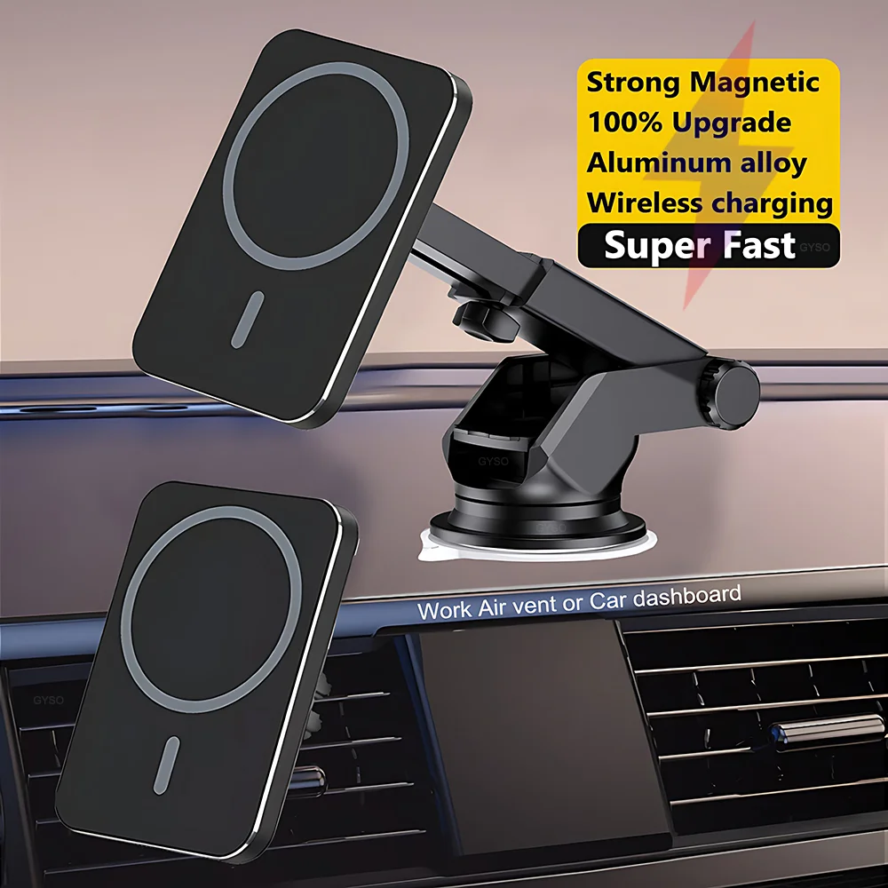 Strong Magnetic Car Wireless Charger Phone Stand For iPhone 12 Mini 13 14 Plus 15 Pro Max Suction Cup Bracket Holder