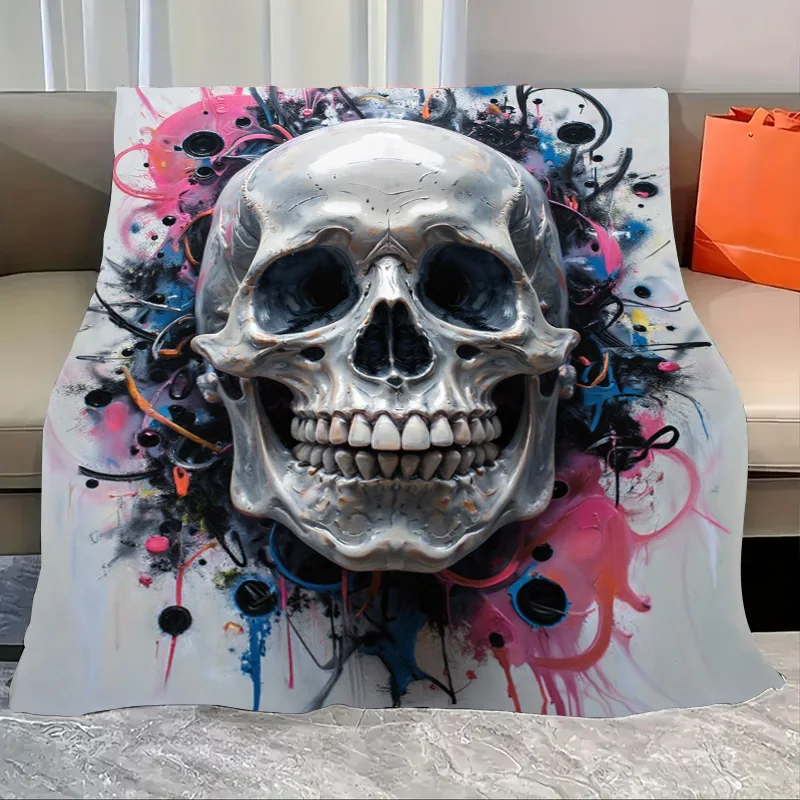 

Flannel Blanket-Soft Lightweight All-season Skull Art Baby Blanket Soft Cozy for Kids Bedding Decor