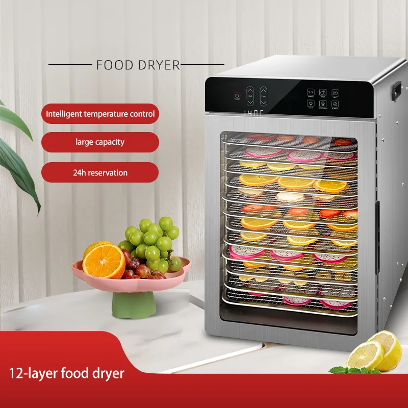 

High Quality 12-layer Stainless Steel Fruit Snack Dryer With Recipe Household Fruit And Vegetable Dehydrator