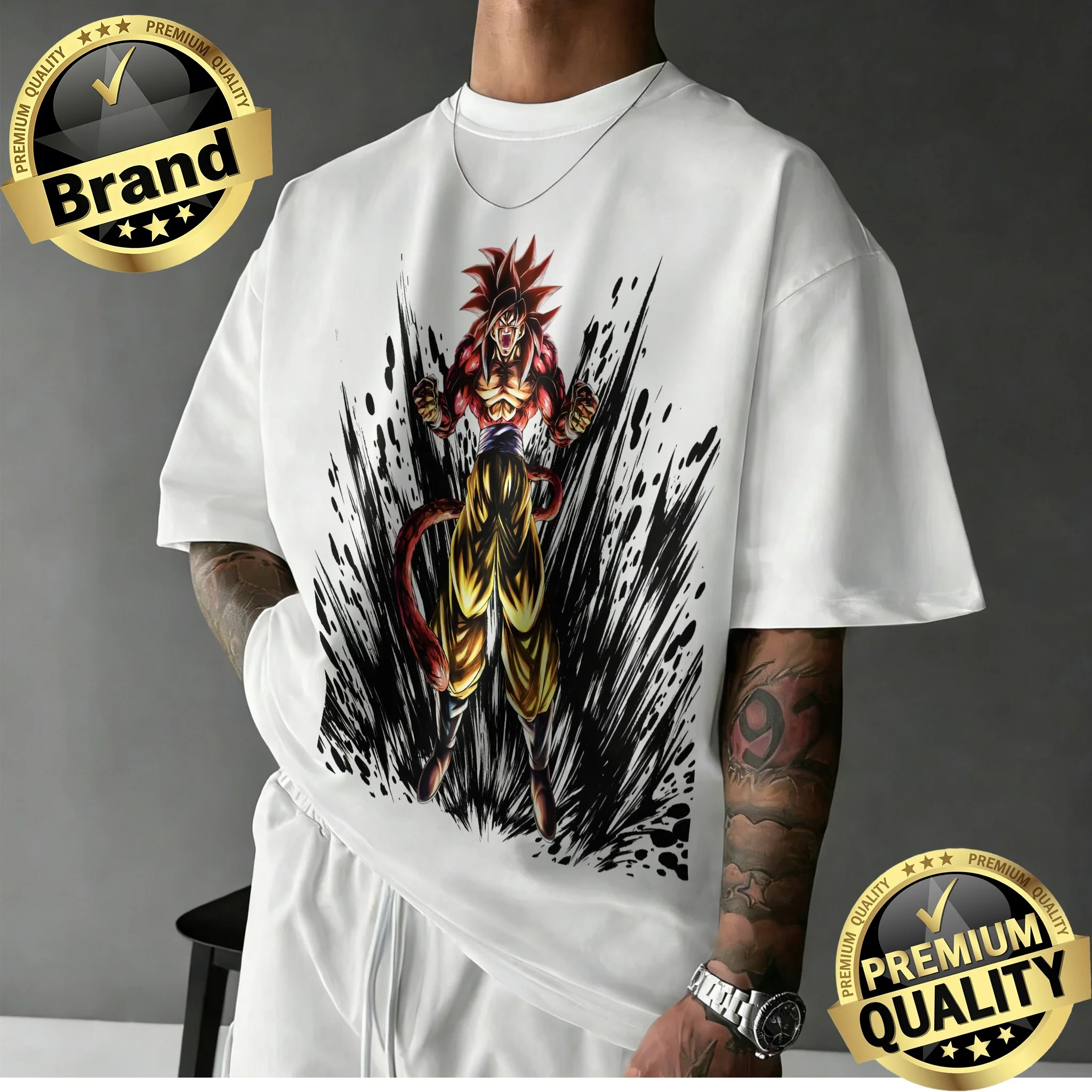 Camiseta Extra Grande de Algodón 100% de Dragon Ball GT para Hombre y Niños, Verano 2026 | Camiseta con estampado de anime retro de Gogeta Super Saiyan 4 Fanatics Y2k