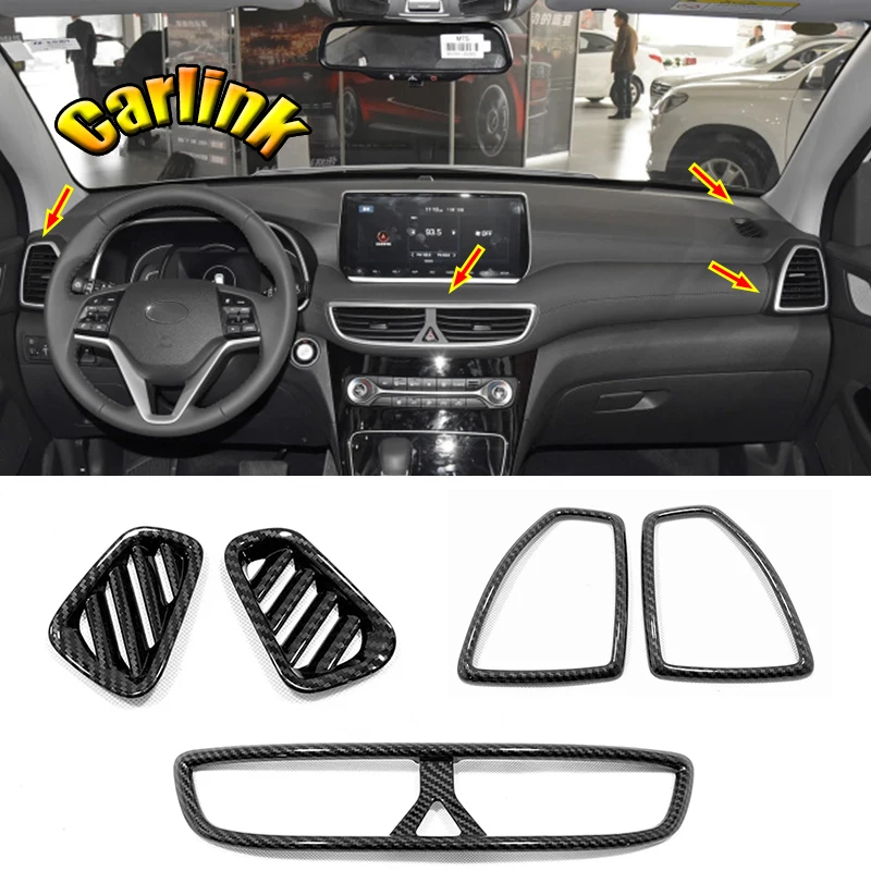 ABS Matte/Carbon For Hyundai Tucson 2019 Car Central control/left and right/small air outlet decorative frame interior accessori