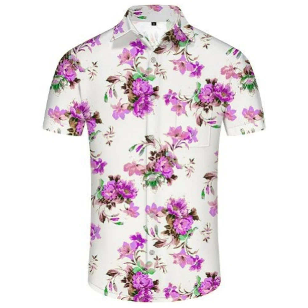 Hawaiianisches, bequemes, modisches Kurzarmhemd für Herren, Revers, Krawatte, Taschendruck, Strickjacke, Strandoberteil, lockere, lässige Herrenbekleidung
