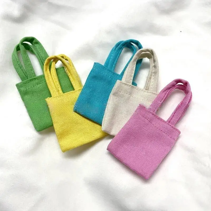 1Pcs Handmade Canvas Material Handbag Dress Up Decor Dollhouse Changing Dressing Canvas Bag Miniature Size Bag