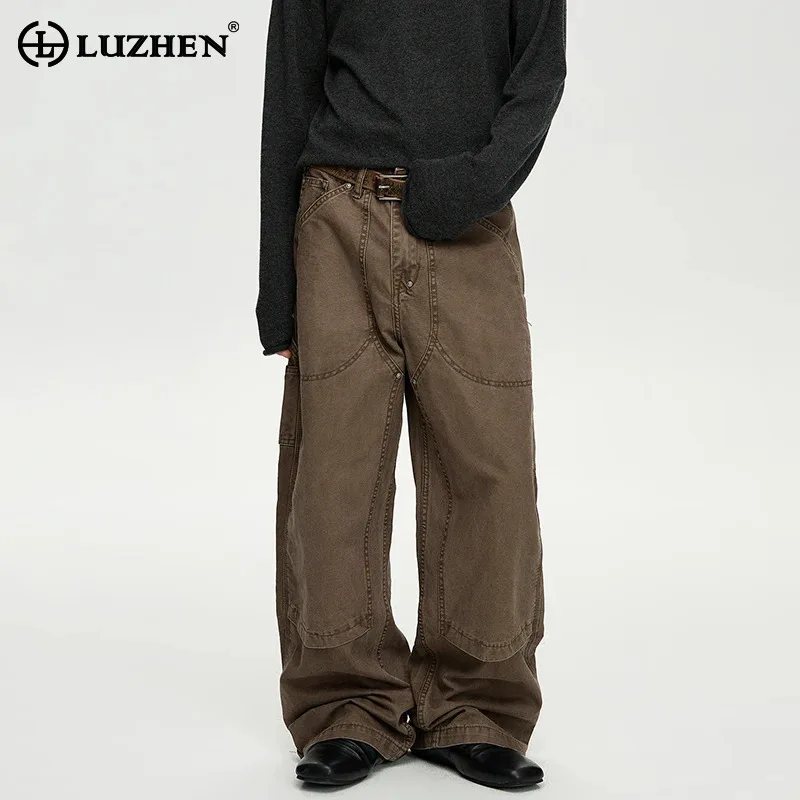 

LUZHEN 2025 New Fashion Solid Color Loose Straight Casual Pants Men's Original Elegant Handsome Wide Leg Male Trousers JY5258