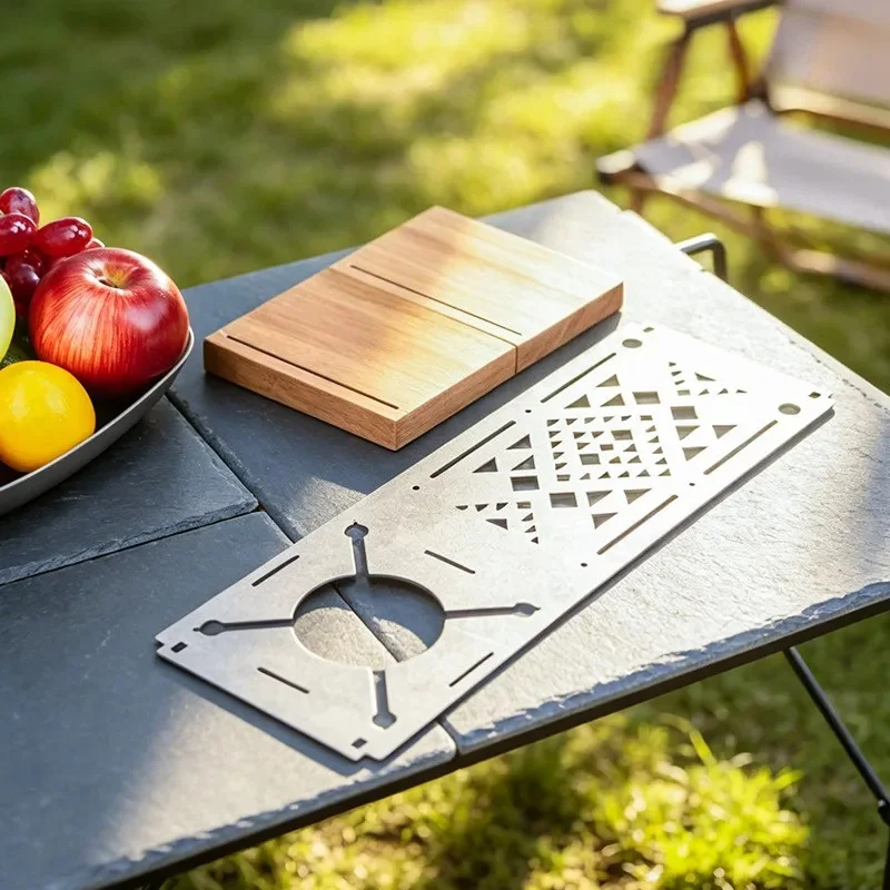004 SNOW ROCK pure titanium table board spider stove table solid wood legs outdoor camping picnic windproof shelf stone wash
