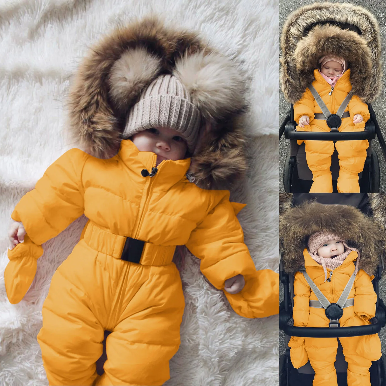 Vestiti invernali Piumino per bambini Pagliaccetto Ragazzi Ragazze Giacca da neve Tuta con cappuccio Cappotto caldo e spesso Vestito Vetement Fille